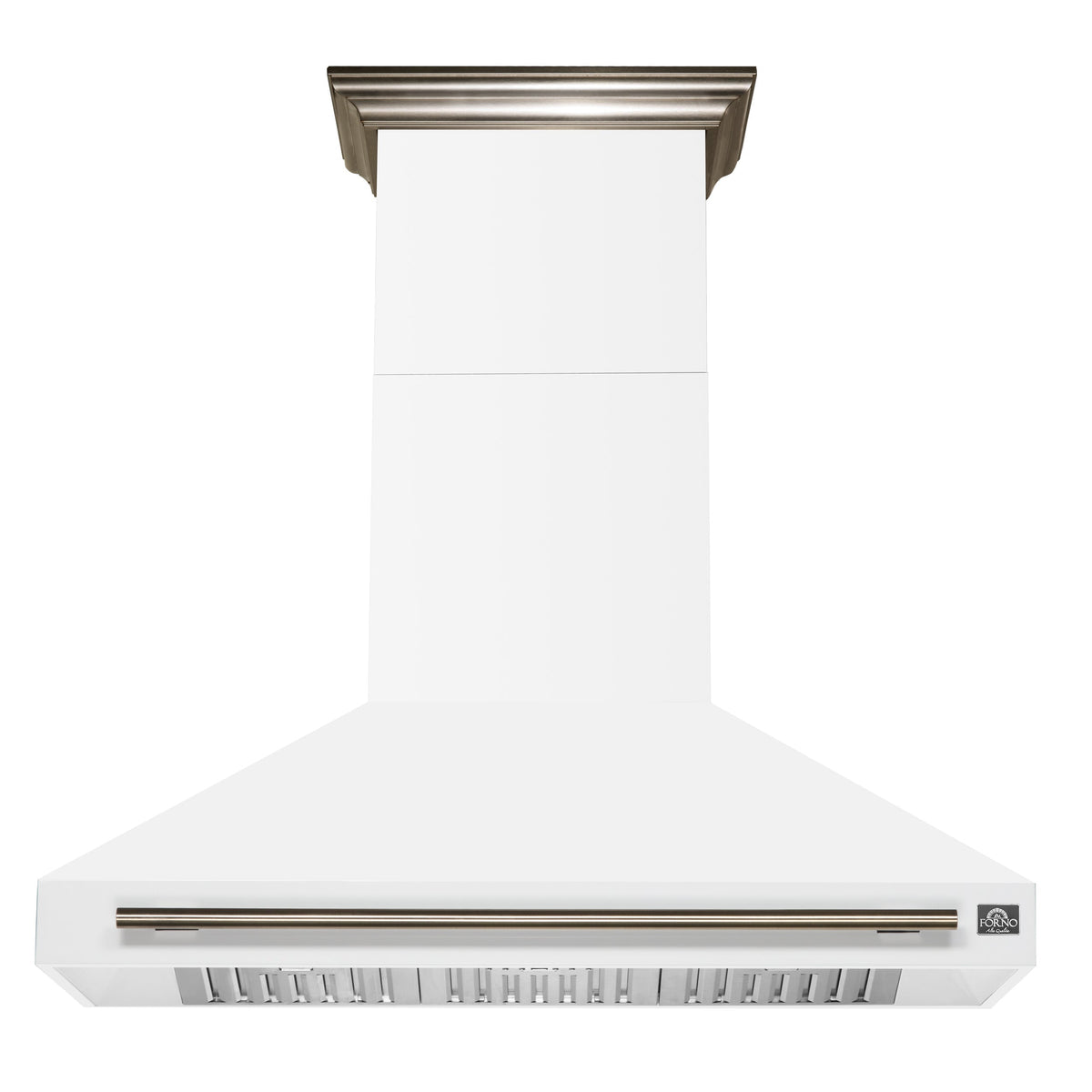 Forno Aria 48-Inch Wall-Mount Range Hood, 1200 CFM, White with Antique Brass Accents (Model FRHWM5095-48WHT)