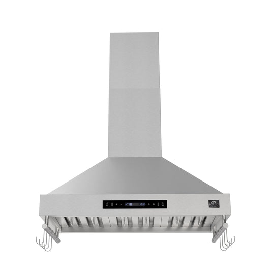 Forno Venezia 36-Inch Wall-Mounted Ducted Range Hood, 370 CFM, Stainless Steel, Touch Controls, LED Lighting (Model FRHWM5503-36)