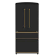 Forno Espresso Luigi 33-Inch French Door Refrigerator, 18 Cu. Ft., Black with Antique Brass Handles (Model FFFFD1791-33BLK)