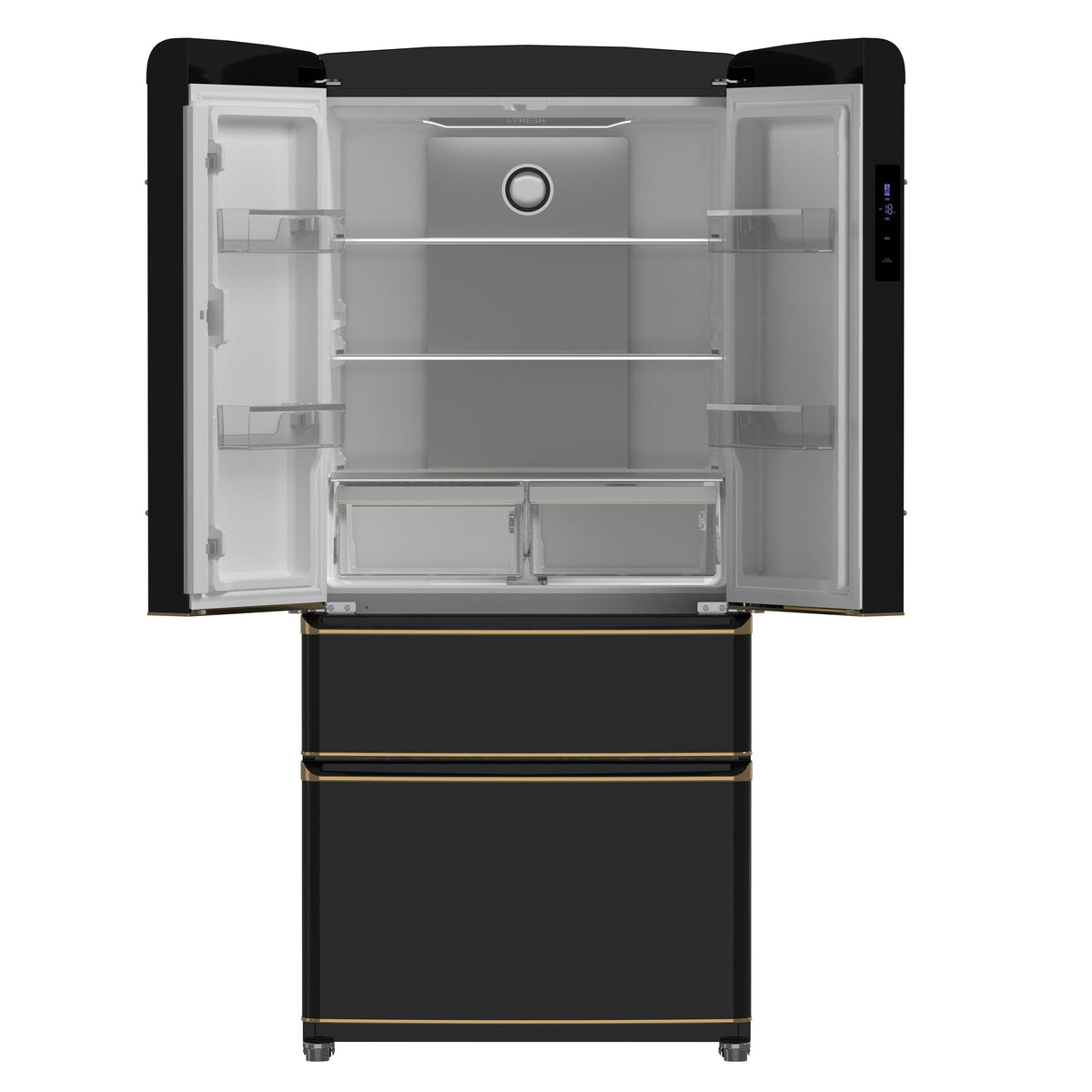 Forno Espresso Luigi 33-Inch French Door Refrigerator, 18 Cu. Ft., Black with Antique Brass Handles (Model FFFFD1791-33BLK)