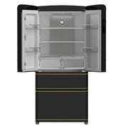 Forno Espresso Luigi 33-Inch French Door Refrigerator, 18 Cu. Ft., Black with Antique Brass Handles (Model FFFFD1791-33BLK)