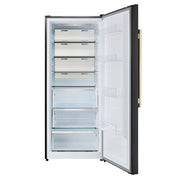 FORNO Maderno 28-Inch Convertible Upright Freezer Refrigerator, 13.6 cu. ft., Right-Swing Door, Black with Antique Brass Handle (Model FFFFD1722-28BLK-RS)