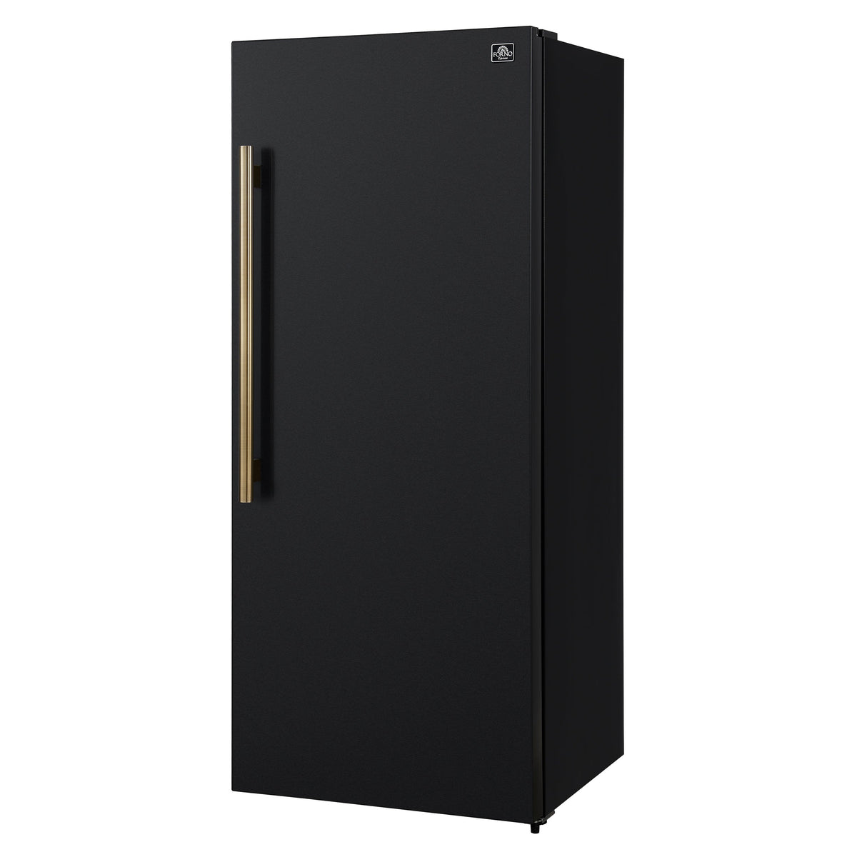 FORNO Maderno 28-Inch Convertible Upright Freezer Refrigerator, 13.6 cu. ft., Right-Swing Door, Black with Antique Brass Handle (Model FFFFD1722-28BLK-RS)