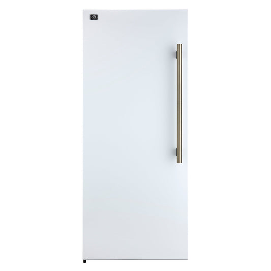 Forno Maderno 28-Inch Built-In Convertible Refrigerator Freezer, 13.6 Cu. Ft., Left Swing, White with Antique Brass Handle (Model FFFFD1722-28WHT-LS)