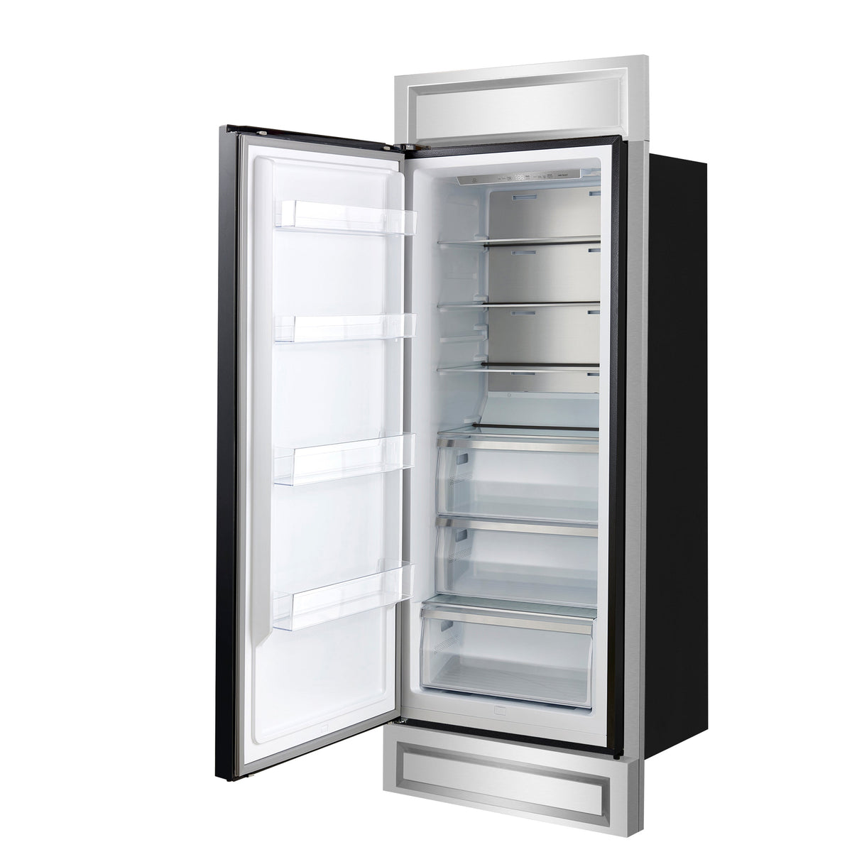 FORNO Maderno 32-Inch Built-In Convertible Refrigerator/Freezer, 13.6 Cu. Ft., Left-Hinged Door, Black with Antique Brass Handle, Model FFFFD1722-32LMG-BLK