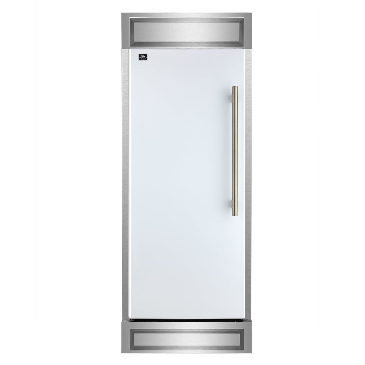 FORNO Maderno 32 in. 13.6 cu ft Built-In Convertible Refrigerator/Freezer, Left Swing, White, Antique Brass Handles (FFFFD1722-32LMG-WHT)