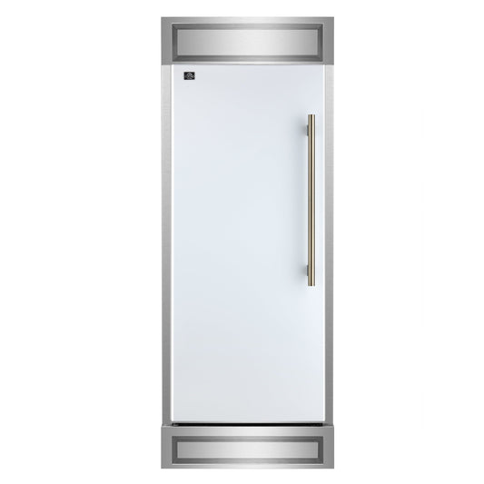 FORNO Maderno 32 in. 13.6 cu ft Built-In Convertible Refrigerator/Freezer, Left Swing, White, Antique Brass Handles (FFFFD1722-32LMG-WHT)