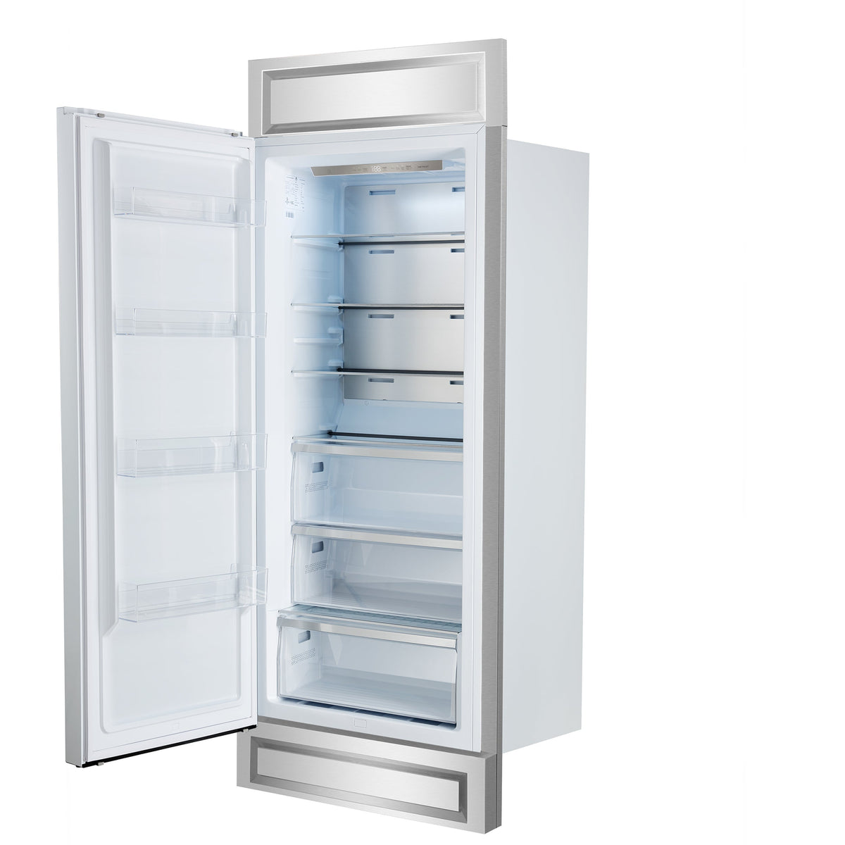 FORNO Maderno 32 in. 13.6 cu ft Built-In Convertible Refrigerator/Freezer, Left Swing, White, Antique Brass Handles (FFFFD1722-32LMG-WHT)