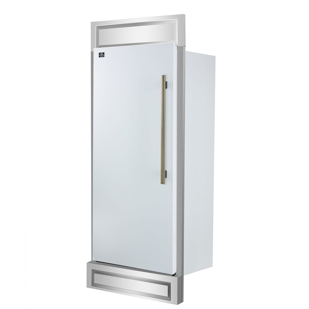 FORNO Maderno 32 in. 13.6 cu ft Built-In Convertible Refrigerator/Freezer, Left Swing, White, Antique Brass Handles (FFFFD1722-32LMG-WHT)