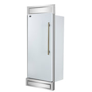 FORNO Maderno 32 in. 13.6 cu ft Built-In Convertible Refrigerator/Freezer, Left Swing, White, Antique Brass Handles (FFFFD1722-32LMG-WHT)