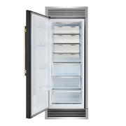 FORNO Maderno 32-Inch Built-In Convertible Refrigerator Freezer, 13.6 Cu. Ft., Left Swing, Black with Antique Brass Handle, Grill Trim (FFFFD1722-32LSG-BLK)