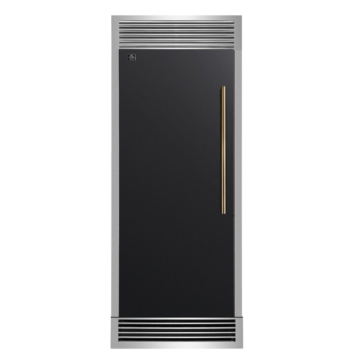 FORNO Maderno 32-Inch Built-In Convertible Refrigerator Freezer, 13.6 Cu. Ft., Left Swing, Black with Antique Brass Handle, Grill Trim (FFFFD1722-32LSG-BLK)