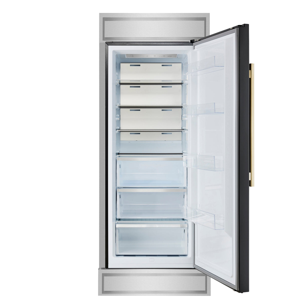 FORNO Maderno 32-Inch Built-In Convertible Refrigerator Freezer, 13.6 cu. ft., Right Swing, Black with Antique Brass Handle, Model FFFFD1722-32RMG-BLK