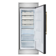 FORNO Maderno 32-Inch Built-In Convertible Refrigerator Freezer, 13.6 cu. ft., Right Swing, Black with Antique Brass Handle, Model FFFFD1722-32RMG-BLK