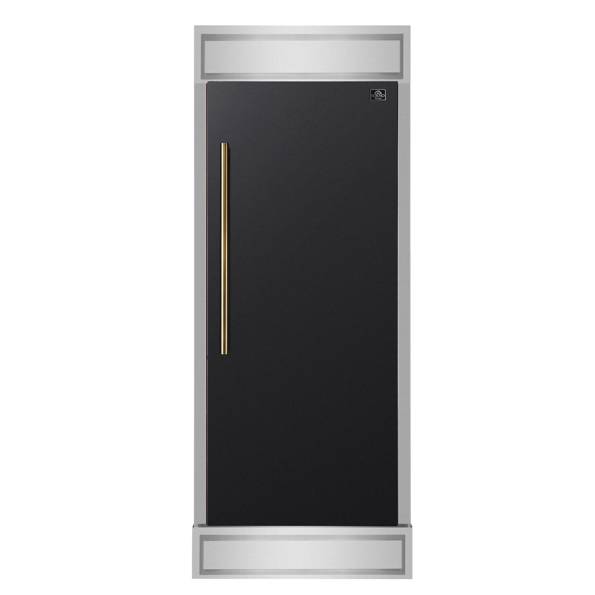FORNO Maderno 32-Inch Built-In Convertible Refrigerator Freezer, 13.6 cu. ft., Right Swing, Black with Antique Brass Handle, Model FFFFD1722-32RMG-BLK