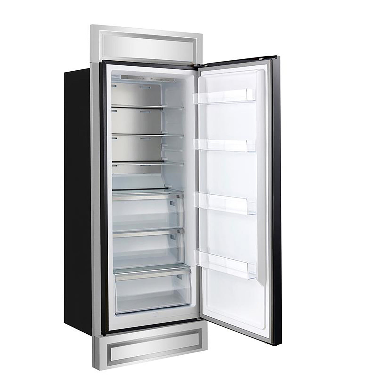 FORNO Maderno 32-Inch Built-In Convertible Refrigerator Freezer, 13.6 cu. ft., Right Swing, Black with Antique Brass Handle, Model FFFFD1722-32RMG-BLK