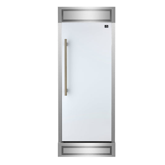FORNO Maderno 32 in. 13.6 cu. ft. Convertible Refrigerator/Freezer, Right Swing, eWhite, Antique Brass Handles (FFFDF1722-32RMG-WHT)