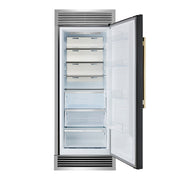 FORNO Maderno 32-Inch Built-In Convertible Refrigerator Freezer, 13.6 Cu Ft, Right-Hinge, Black with Antique Brass Handle, Trim Kit, Model FFFFD1722-32RSG-BLK