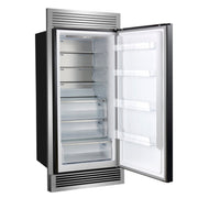 FORNO Maderno 32-Inch Built-In Convertible Refrigerator Freezer, 13.6 Cu Ft, Right-Hinge, Black with Antique Brass Handle, Trim Kit, Model FFFFD1722-32RSG-BLK
