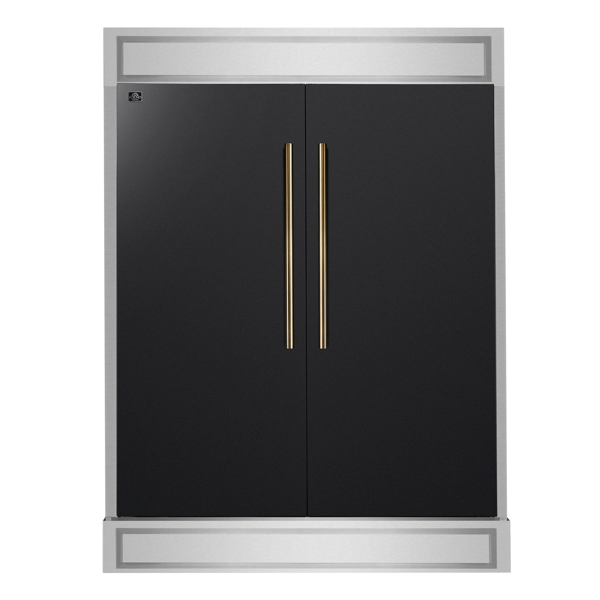 Forno Maderno 60-Inch Convertible Refrigerator and Freezer Combo, 27.2 Cu. Ft., Black with Antique Brass Handles, Trim Kit Included (Model FFFFD1722-60MG-BLK)