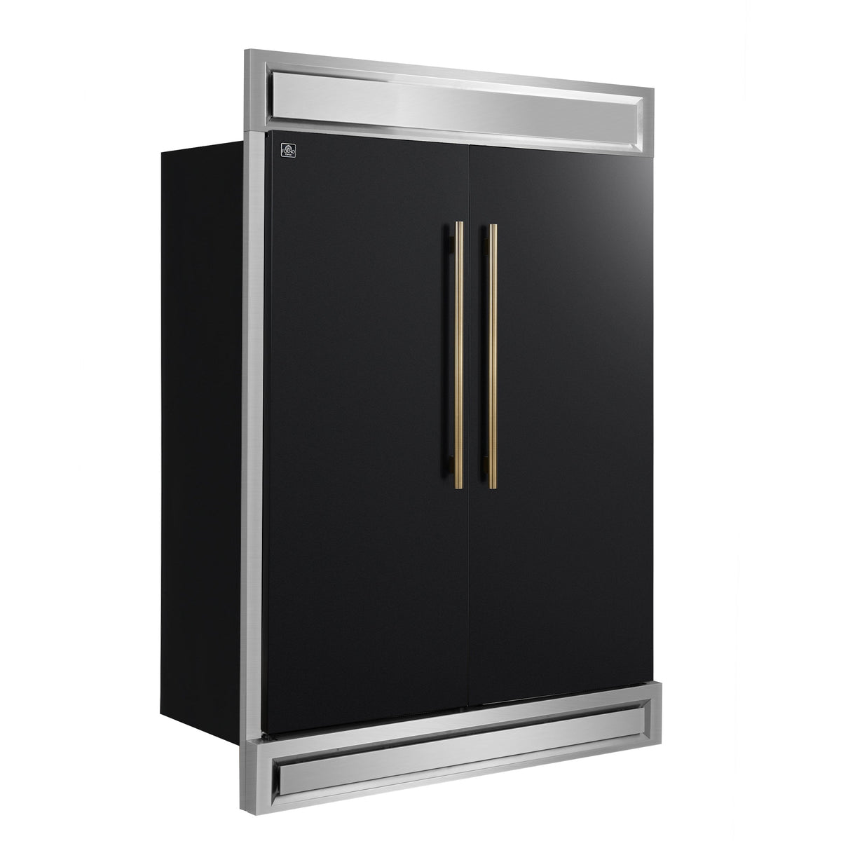 Forno Maderno 60-Inch Convertible Refrigerator and Freezer Combo, 27.2 Cu. Ft., Black with Antique Brass Handles, Trim Kit Included (Model FFFFD1722-60MG-BLK)