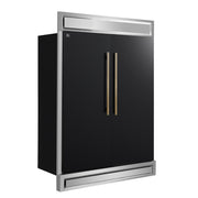 Forno Maderno 60-Inch Convertible Refrigerator and Freezer Combo, 27.2 Cu. Ft., Black with Antique Brass Handles, Trim Kit Included (Model FFFFD1722-60MG-BLK)