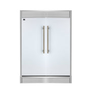 Forno Maderno 60-Inch Built-In Convertible Refrigerator/Freezer, 27.2 Cu. Ft., White, Antique Brass Handles, Grill Trim Kit (FFFFD1722-60SG-WHT)