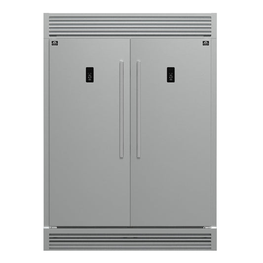 FORNO Fortezza 60-Inch Freestanding Refrigerator Freezer with Automatic Ice Maker, Stainless Steel with Grill Trim Kit (Model FFFFD1738-60SG)