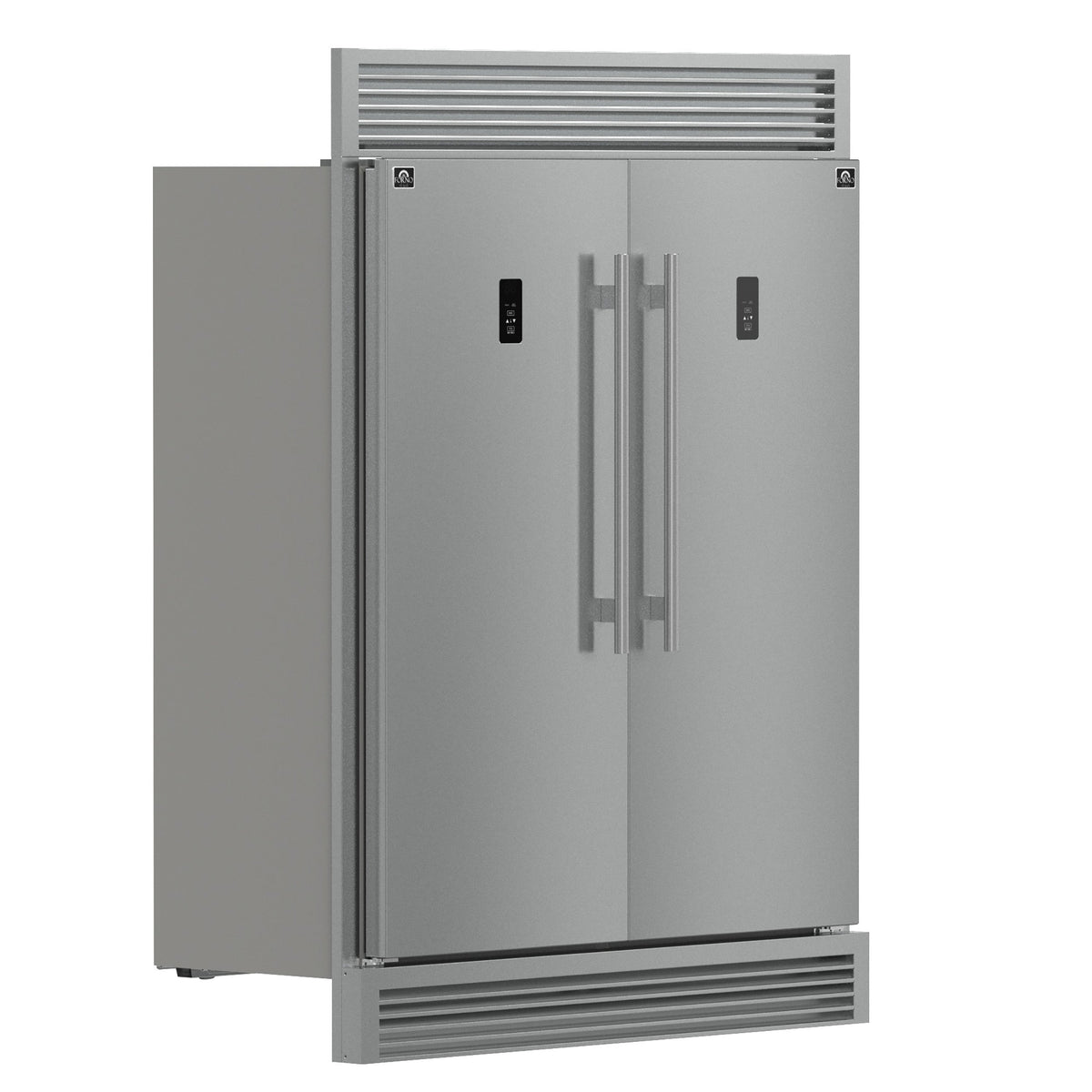 FORNO Fortezza 60-Inch Freestanding Refrigerator Freezer with Automatic Ice Maker, Stainless Steel with Grill Trim Kit (Model FFFFD1738-60SG)