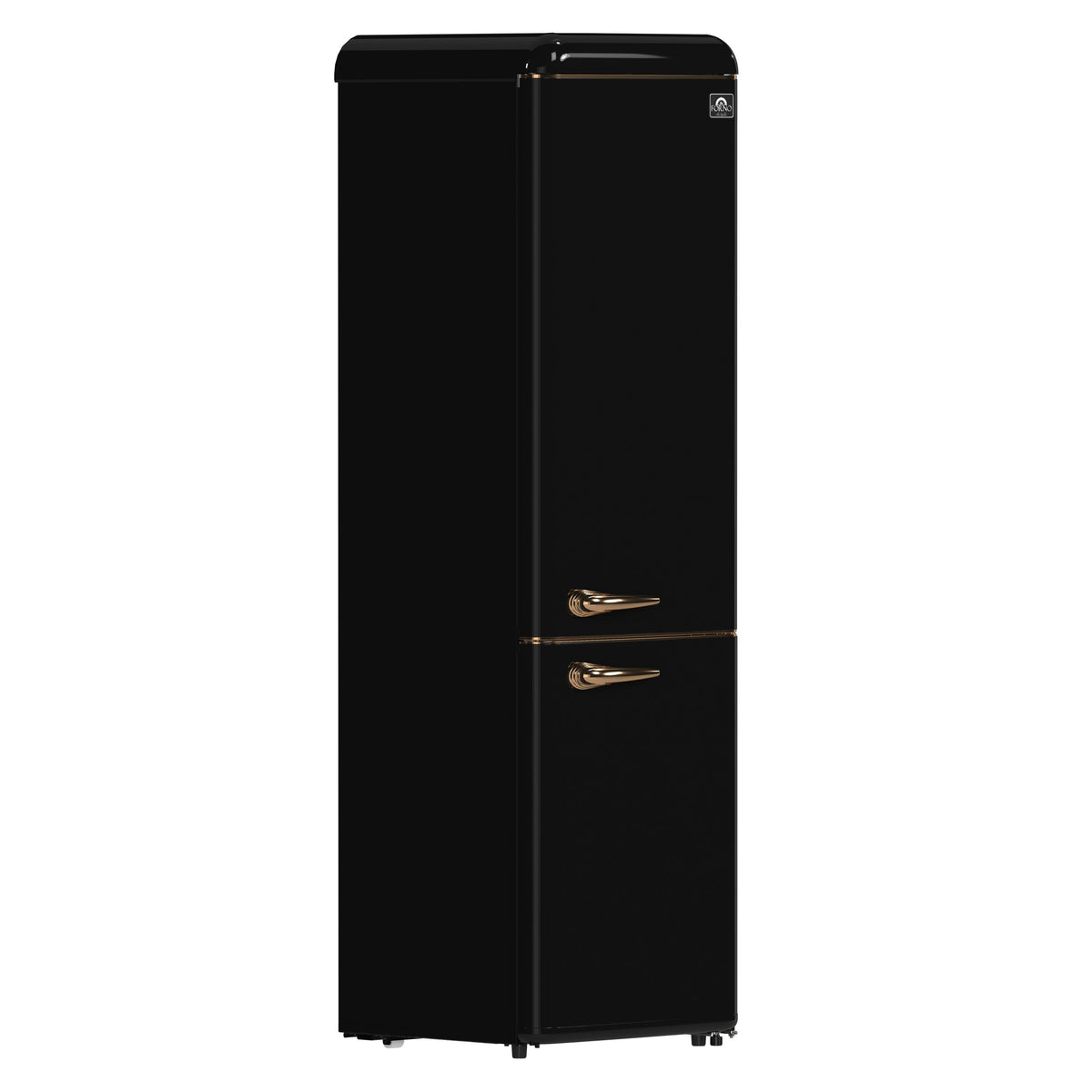 FORNO Storico 22-Inch Freestanding Retro Refrigerator, 9.0 cu. ft., Black with Copper Accents, Model FFFFD1745-22BLK