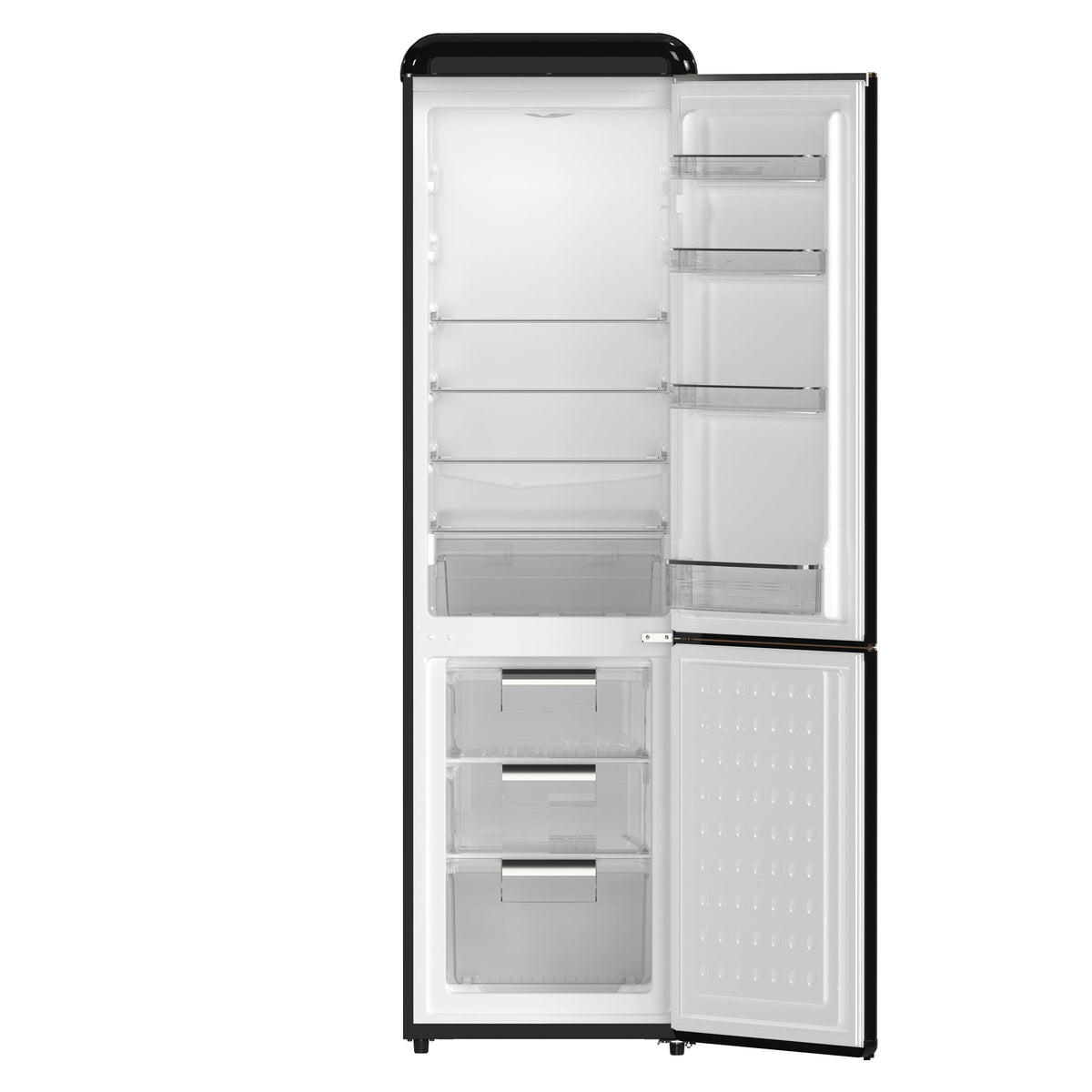 FORNO Storico 22-Inch Freestanding Retro Refrigerator, 9.0 cu. ft., Black with Copper Accents, Model FFFFD1745-22BLK