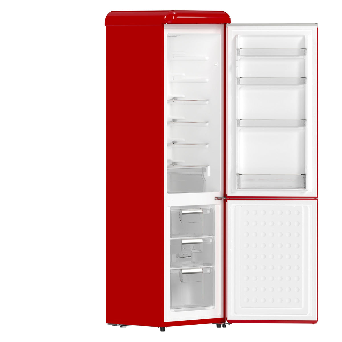 FORNO Storico 22-Inch Retro Freestanding Refrigerator, 9.0 cu ft, Red, Silver Handle, Model FFFFD1745-22RED