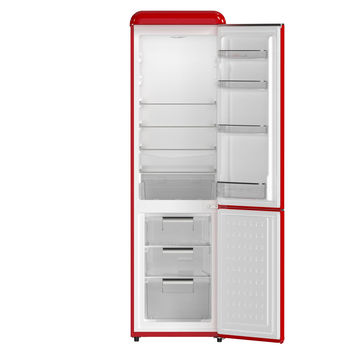FORNO Storico 22-Inch Retro Freestanding Refrigerator, 9.0 cu ft, Red, Silver Handle, Model FFFFD1745-22RED