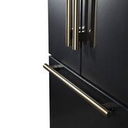 Forno Rivello 36-Inch French Door Refrigerator, Standard Depth, Water & Ice Dispenser, Black with Antique Brass Accents (Model FFFFD1783-36BLK)