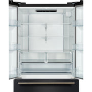 Forno Rivello 36-Inch French Door Refrigerator, Standard Depth, Water & Ice Dispenser, Black with Antique Brass Accents (Model FFFFD1783-36BLK)