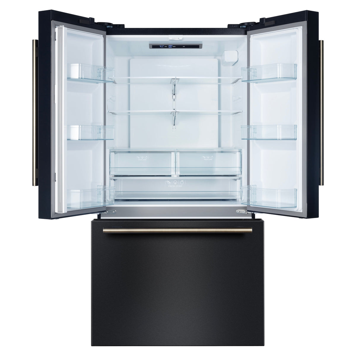 FORNO Rivello 36-Inch French Door Refrigerator, Standard Depth, Water and Ice Dispenser, Black with Stainless Steel Accents (FFFFD1783-36BLK)