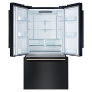 FORNO Rivello 36-Inch French Door Refrigerator, Standard Depth, Water and Ice Dispenser, Black with Stainless Steel Accents (FFFFD1783-36BLK)