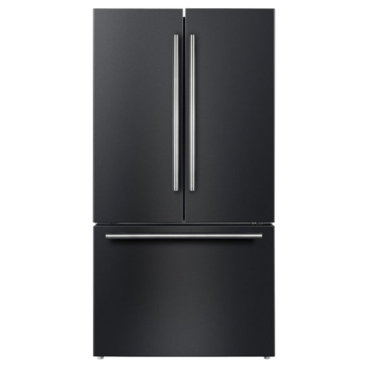 FORNO Rivello 36-Inch French Door Refrigerator, Standard Depth, Water and Ice Dispenser, Black with Stainless Steel Accents (FFFFD1783-36BLK)