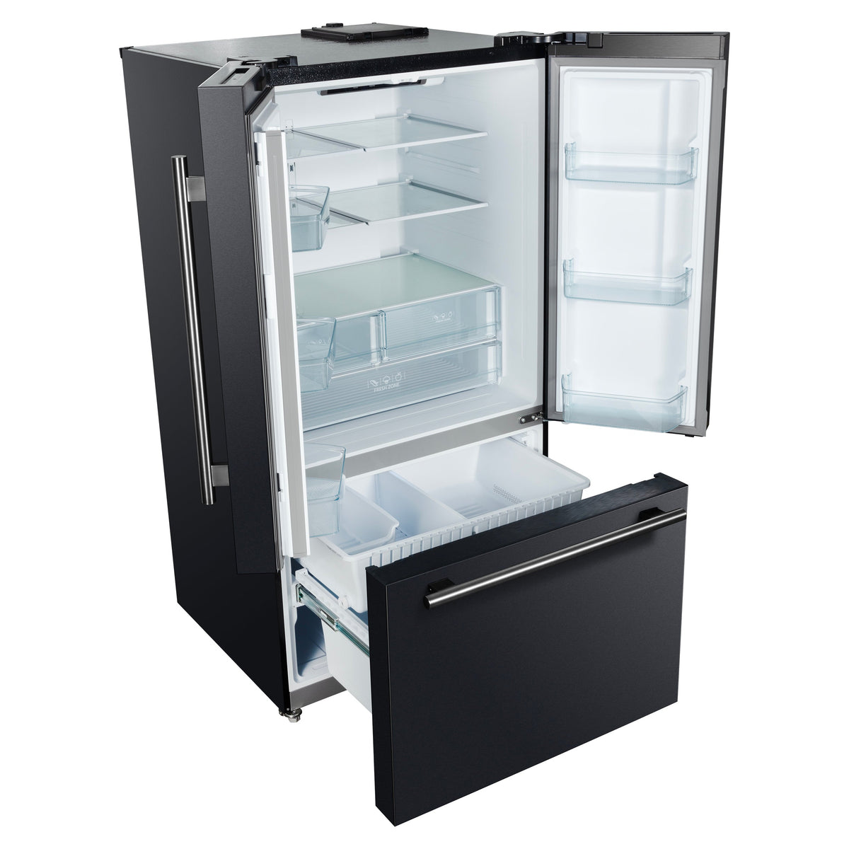 FORNO Rivello 36-Inch French Door Refrigerator, Standard Depth, Water and Ice Dispenser, Black with Stainless Steel Accents (FFFFD1783-36BLK)