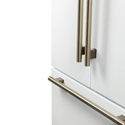 FORNO Rivello 36 in French Door Refrigerator, Standard Depth, Water & Ice Dispenser, White with Antique Brass Handles (Model FFFFD1783-36WHT)