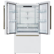 FORNO Rivello 36-Inch Standard-Depth French Door Refrigerator with Water & Ice Dispenser, White with Stainless Steel Accents (Model FFFFD1783-36WHT)