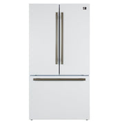 FORNO Rivello 36 in French Door Refrigerator, Standard Depth, Water & Ice Dispenser, White with Antique Brass Handles (Model FFFFD1783-36WHT)