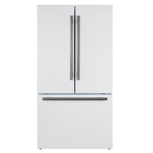 FORNO Rivello 36-Inch Standard-Depth French Door Refrigerator with Water & Ice Dispenser, White with Stainless Steel Accents (Model FFFFD1783-36WHT)