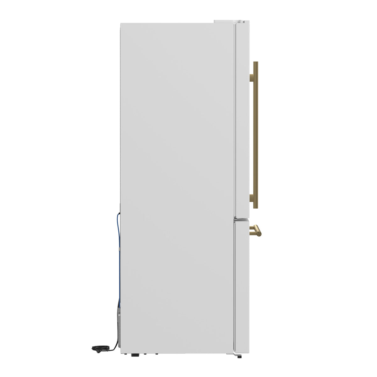 Forno Espresso Milano 31-Inch French Door Refrigerator with Bottom Freezer, 17.2 cu. ft., Left Swing, Ice Maker, White Finish with Antique Brass Handles (Model FFFFD1786-31WHT)