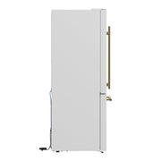 Forno Espresso Milano 31-Inch French Door Refrigerator with Bottom Freezer, 17.2 cu. ft., Left Swing, Ice Maker, White Finish with Antique Brass Handles (Model FFFFD1786-31WHT)