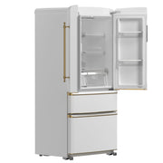 Forno Espresso Luigi 33-Inch French Door Refrigerator, 18 cu. ft., White, Antique Brass Handles, Model FFFFD1791-33WHT