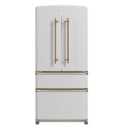 Forno Espresso Luigi 33-Inch French Door Refrigerator, 18 cu. ft., White, Antique Brass Handles, Model FFFFD1791-33WHT