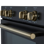 Forno Espresso Vomero 30-Inch Electric Double Wall Oven, 10.0 cu. ft., Black with Antique Brass Accents (Model FBOEL1324-30BLK)