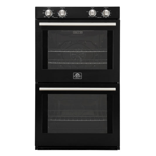 FORNO Espresso Vomero 30-Inch Electric Double Wall Oven, 10 Cu. Ft., Black with Stainless Steel Accents (FBOEL1324-30BLK)