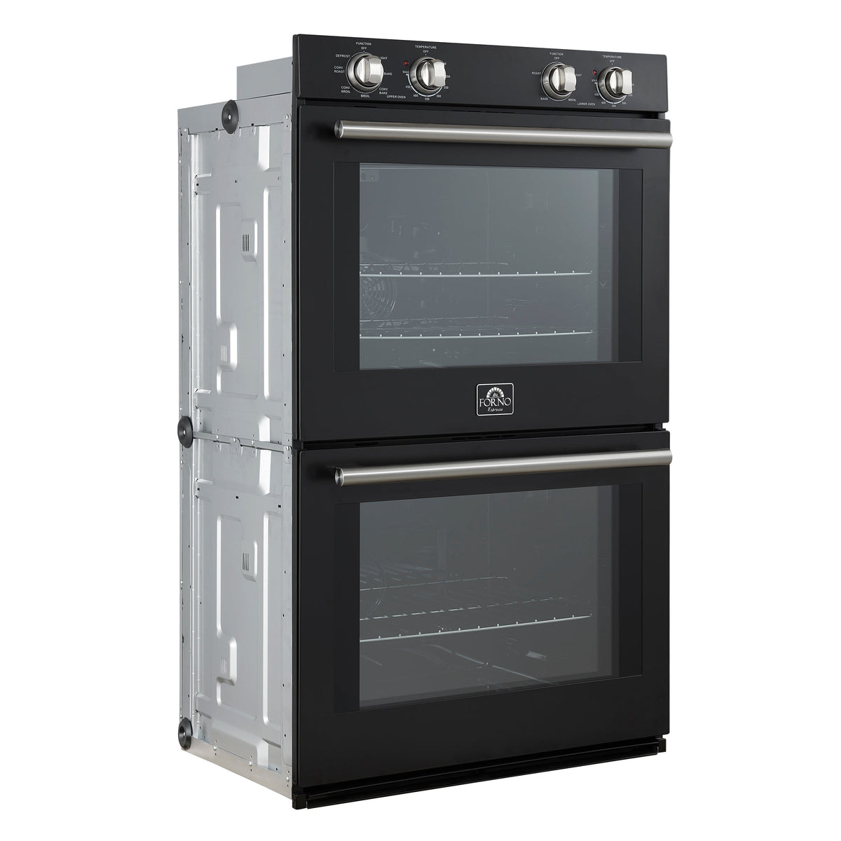FORNO Espresso Vomero 30-Inch Electric Double Wall Oven, 10 Cu. Ft., Black with Stainless Steel Accents (FBOEL1324-30BLK)